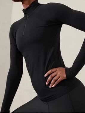 Athleta Women’s Large L Black 1/2 Zip Athletic Top Long Sleeve Stretch Workout